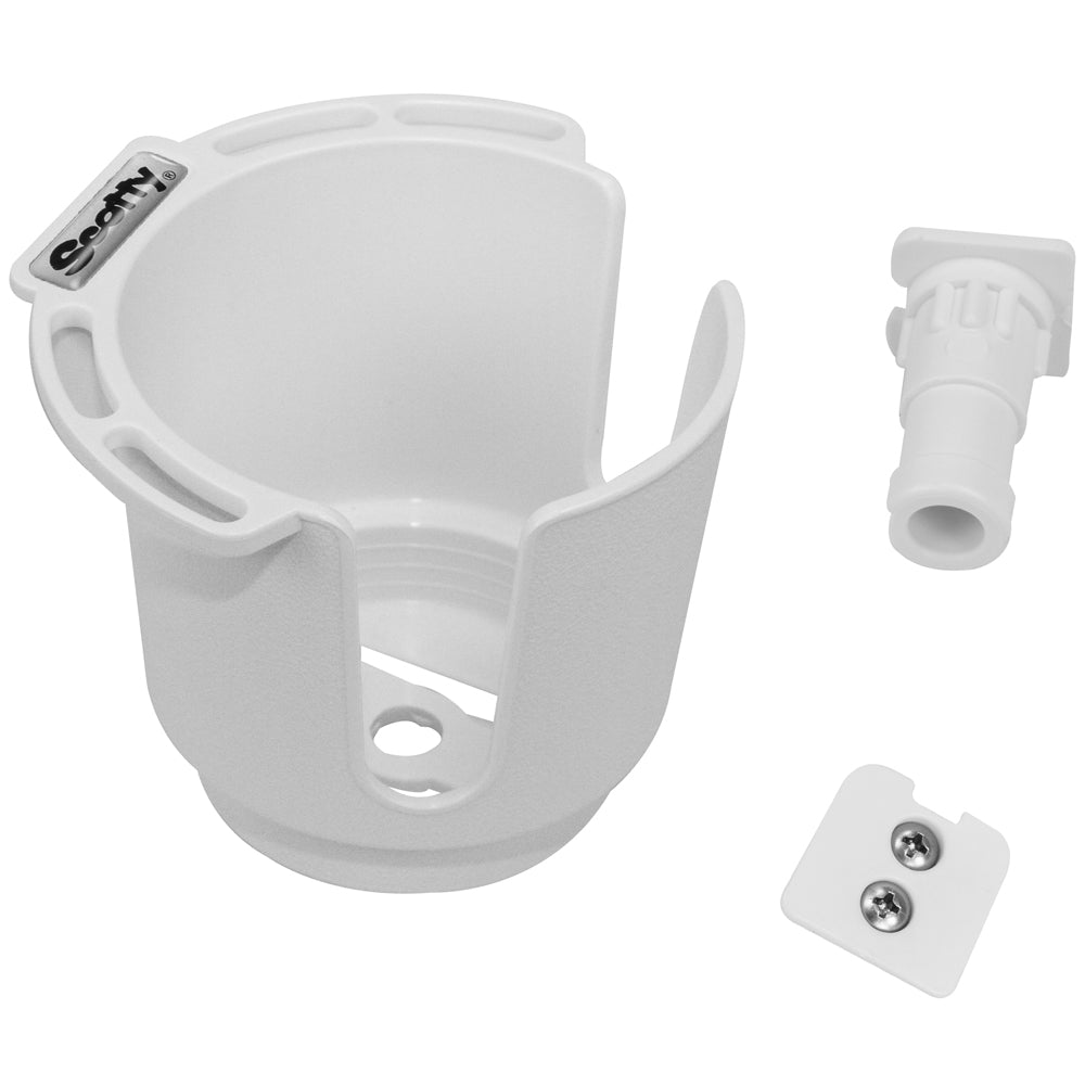 Scotty 311 Drink Holder w/Bulkhead/Gunnel Mount & Rod Holder Post Mount - White