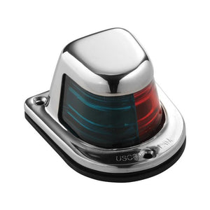 Attwood 1-Mile Deck Mount, Bi-Color Red/Green Combo Sidelight - 12V - Stainless Steel Housing