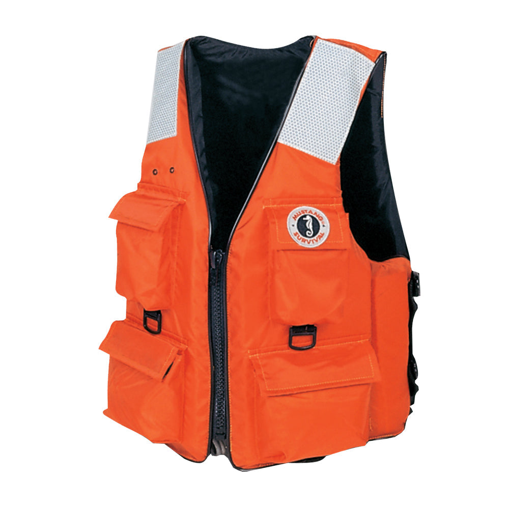 Mustang 4-Pocket Vest w/SOLAS Reflective Tape - XXL - Orange