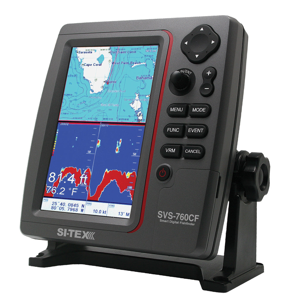 SI-TEX SVS-760CF Dual Frequency Chartplotter/Sounder w/ Navionics+ Flexible Coverage