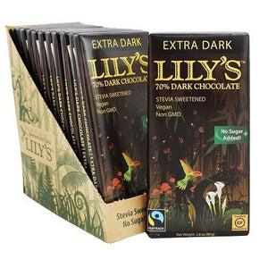 Lily's Sweets Chocolate Bar - Extra Dark Chocolate - 70% Cocoa - 2.8 oz Bars - Case of 12