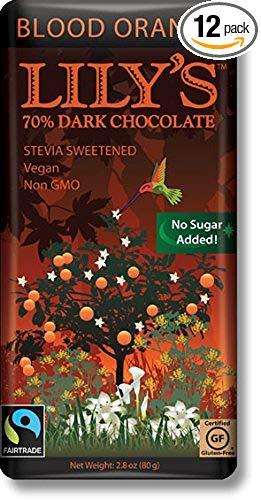 Lily's Sweets Dark Chocolate Bar - Blood Orange - Case of 12 - 2.8 oz.