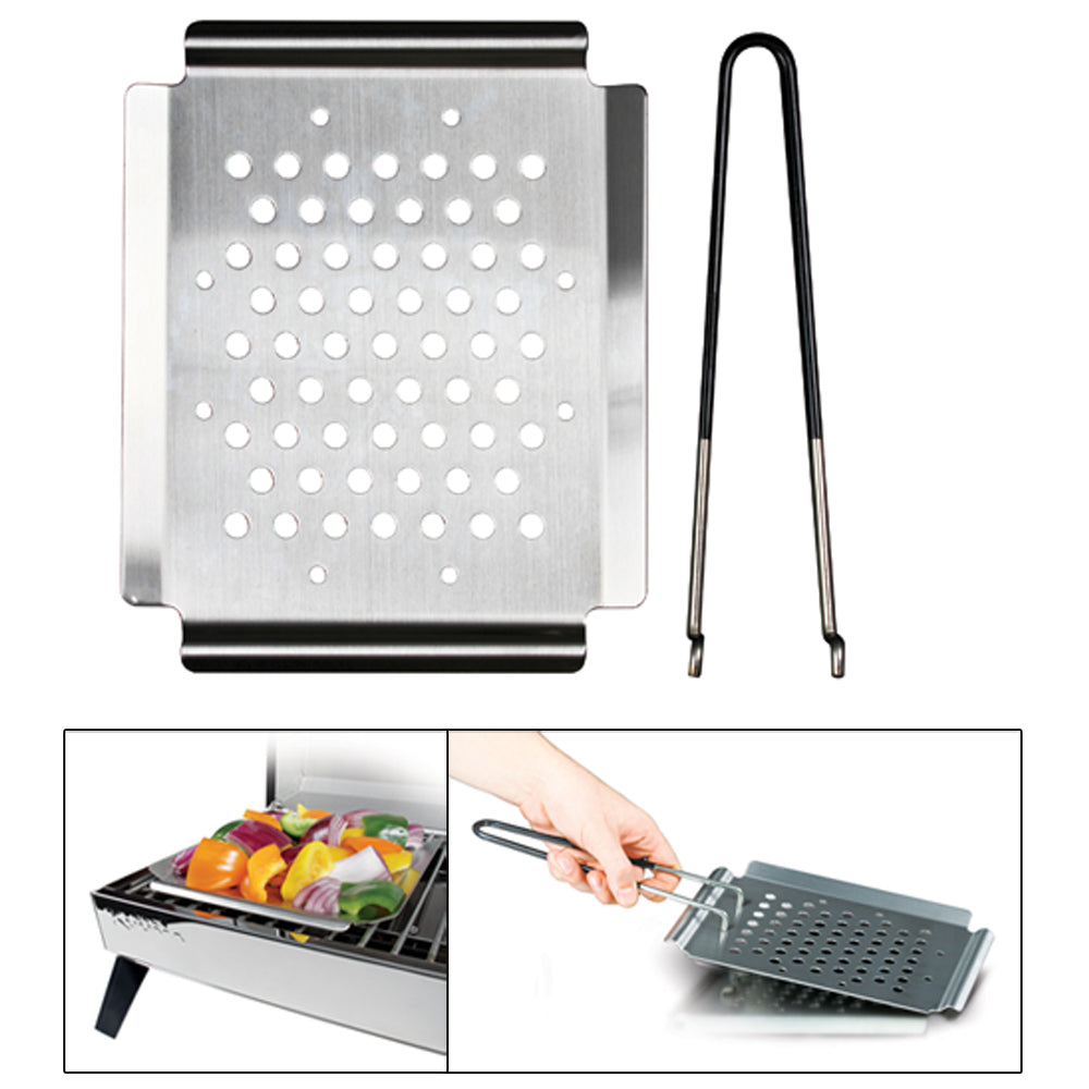 Kuuma Premium Fish & Veggie Tray w/Removable Handle - Stainless Steel