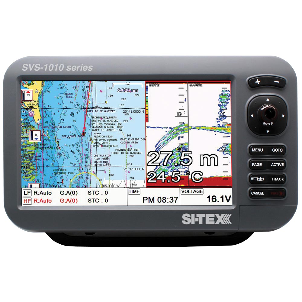 SI-TEX SVS-1010CF-E 10" Chartplotter/Sounder Combo w/External GPS Antenna & Navionics+ Card