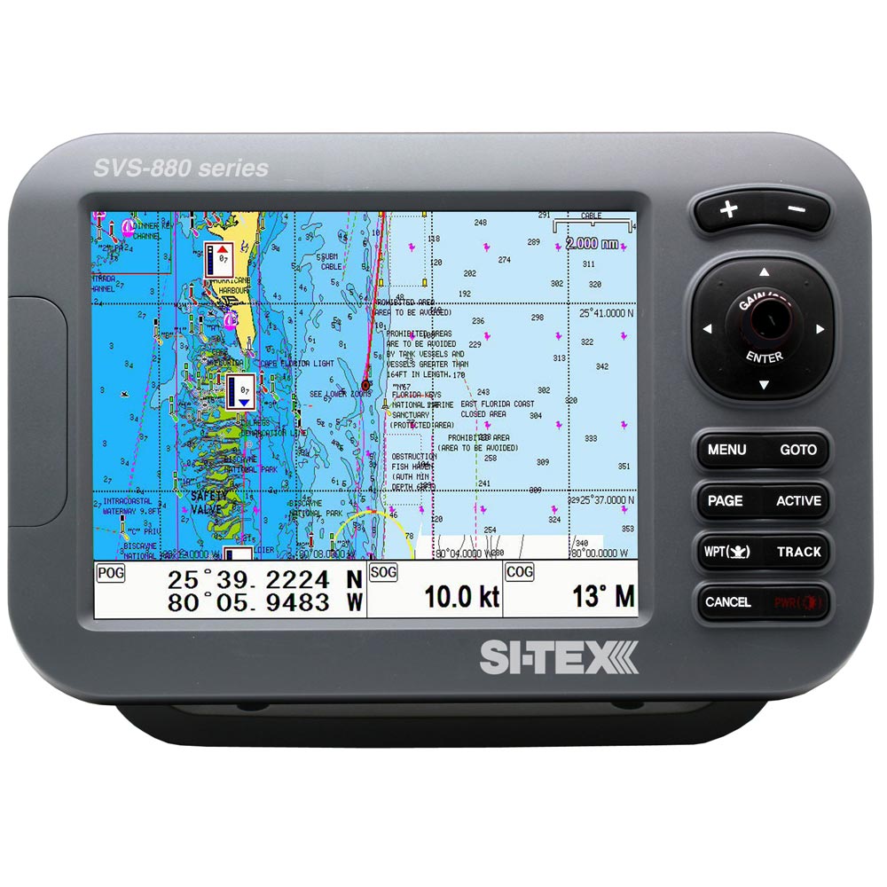 SI-TEX SVS-880CE 8" Chartplotter w/External GPS Antenna & Navionics+ Card