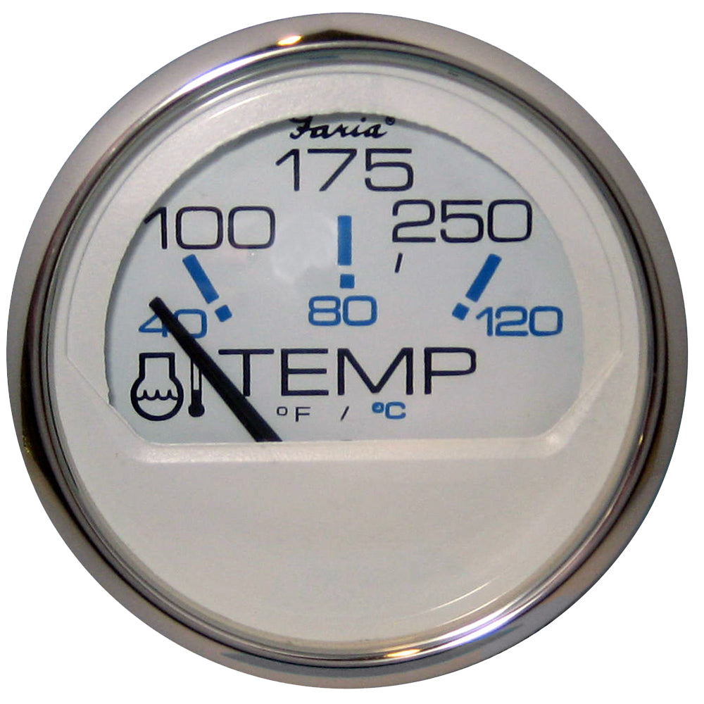 Faria Chesapeake White SS 2" Water Temperature Gauge - Metric (40 to 120&deg;C)